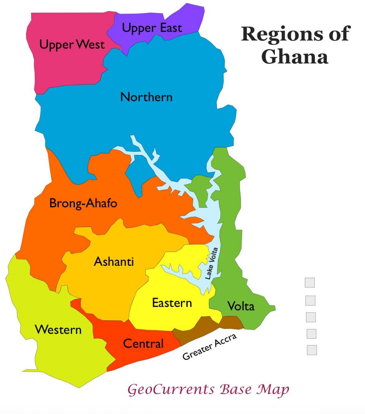 kartta ghana osoittaa alueet
