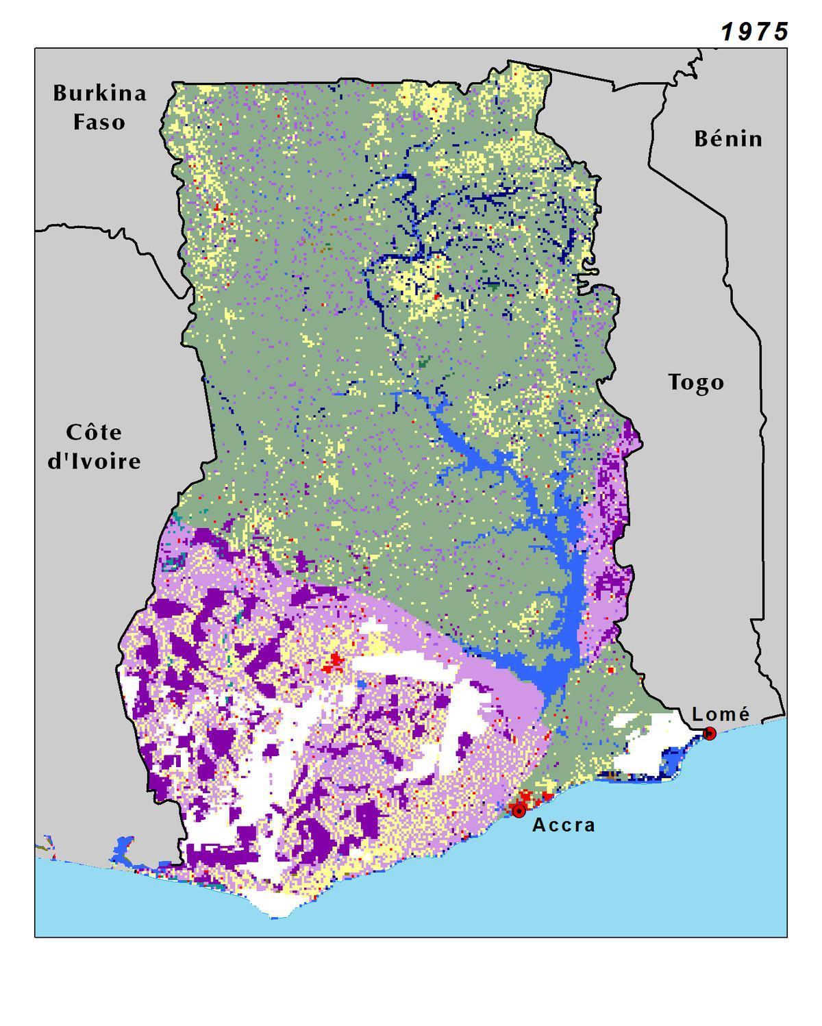 Fyysinen kartta ghana - Topografinen kartta ghana (Länsi-Afrikka - Afrikka)